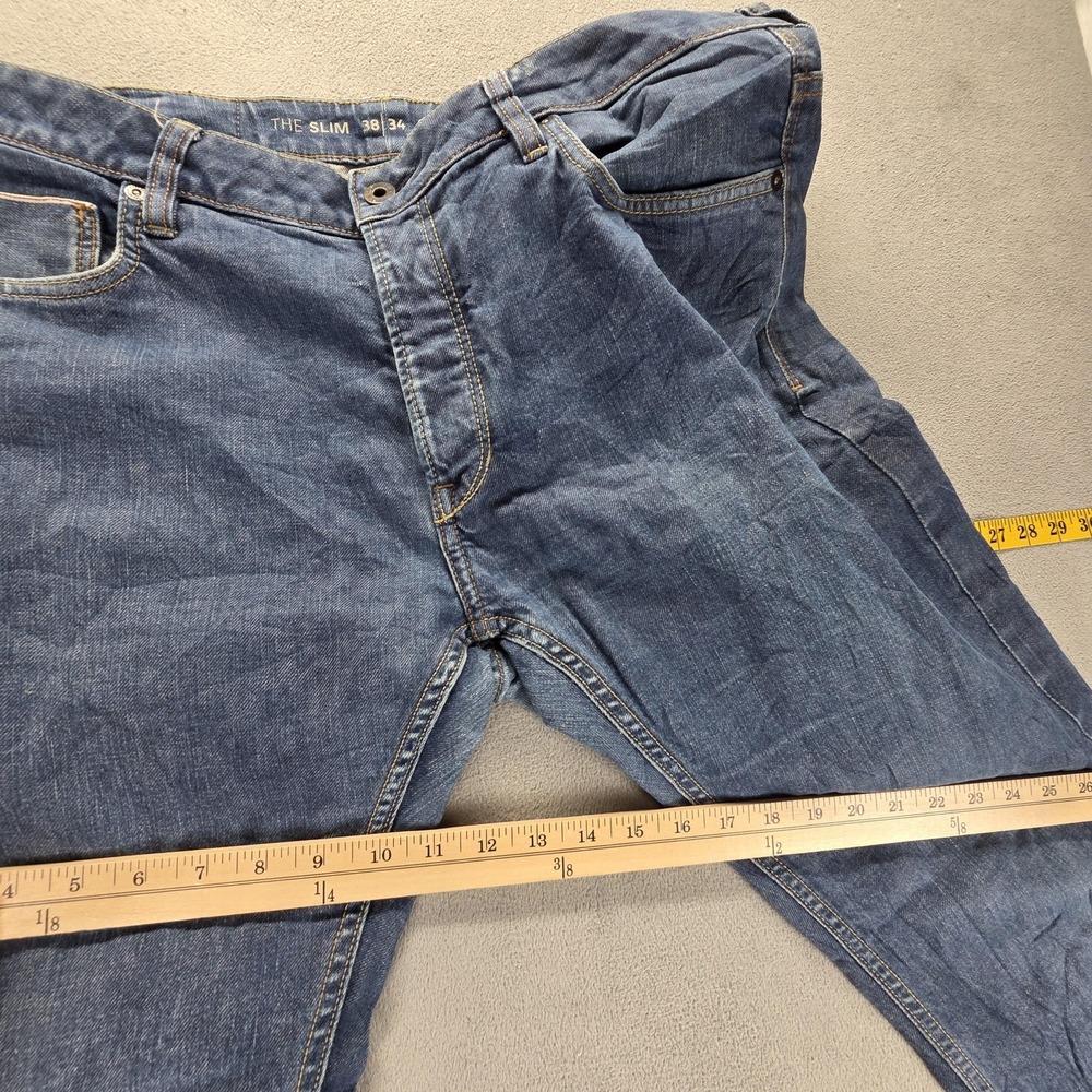 C&A Jeans Mens 38x34 Blue Selvedge The Slim Stretch Extra Comfort Button Fly - Picture 6 of 16